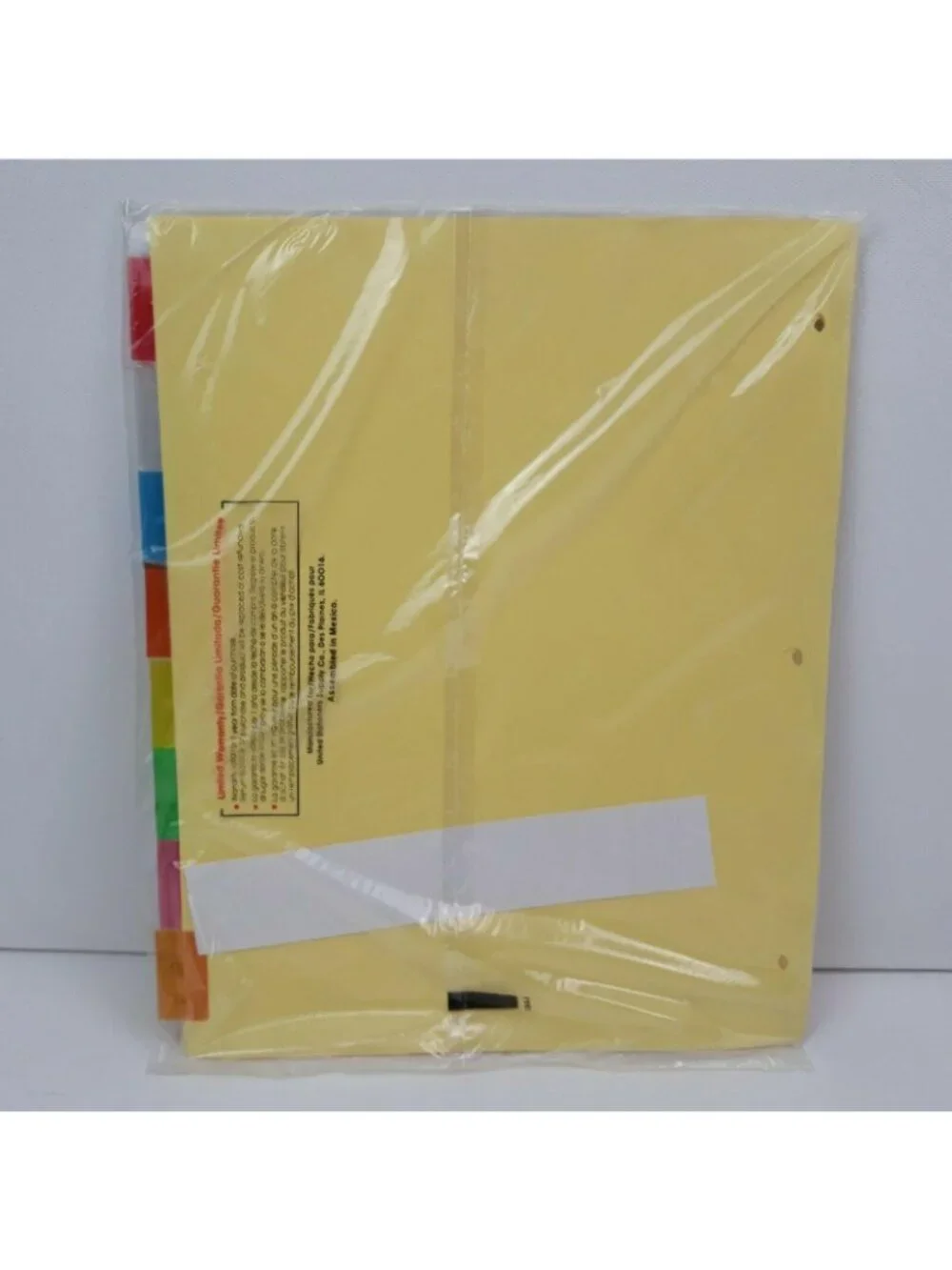 Universal 3 Ring Binder Index 8 Tab Paper Organizer 8.5